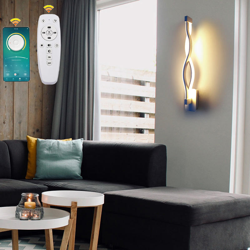 Lampada da parete a onde lunghe 2.4G con controller Lampada da parete a LED Soggiorno minimalista Camera da letto per scale 