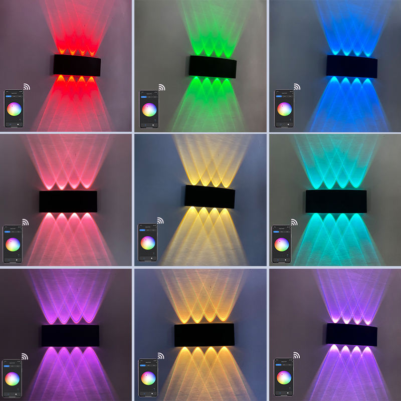 2022 Tuya APP Smart Home WiFi APP controllata 85-265V RGBW IP65 Lampada da giardino a Led impermeabile in alluminio Smart Led Outdoor Up And Down Wall Light
