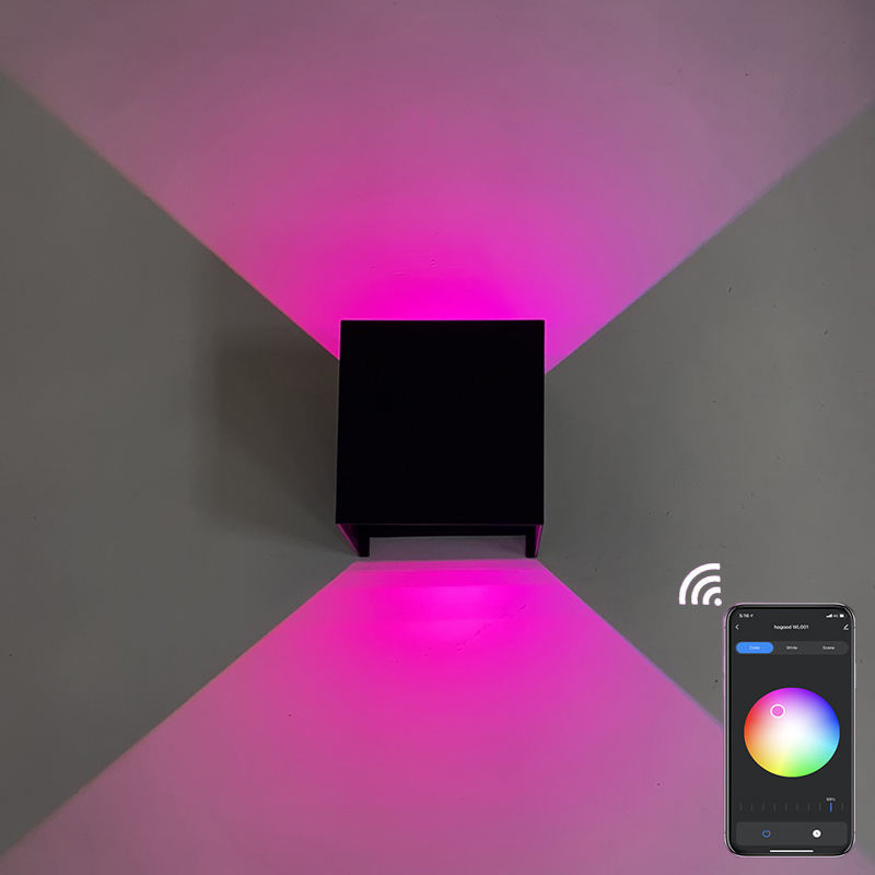 Lampada da parete impermeabile Hagood Wifi Lampada da parete a LED a parete RGB accanto al cambio di colore con Google Assistant e Amazon Alexa