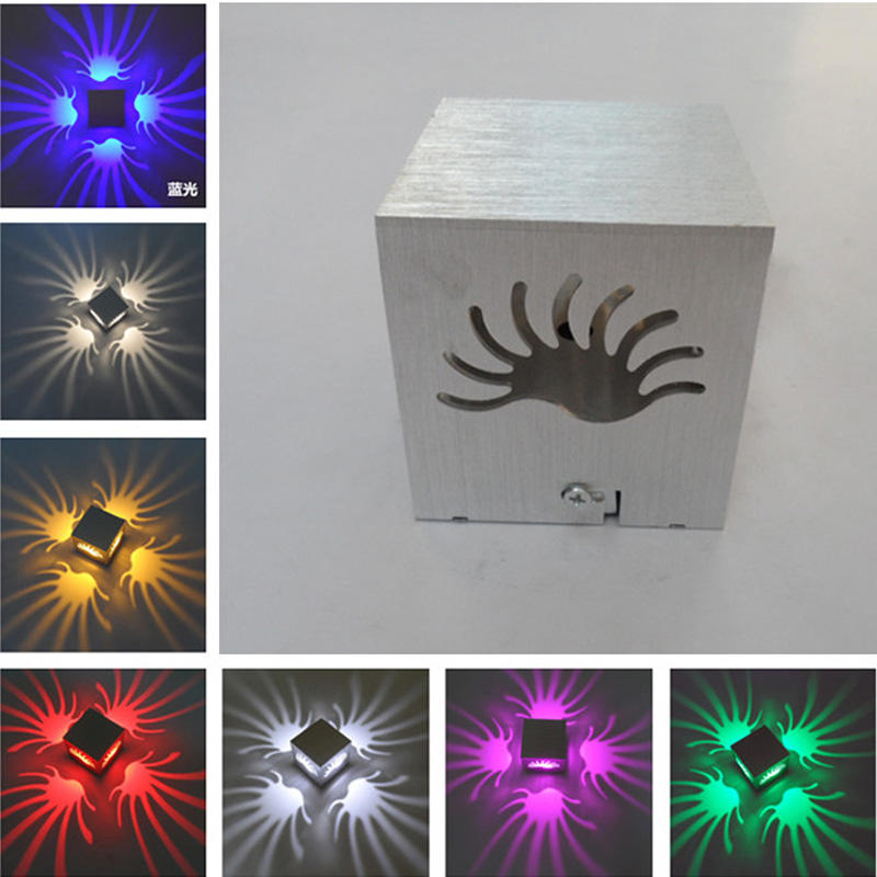 Lampada da parete RGB fantasia in alluminio da 3W per la decorazione della galleria d'arte, lampada da balcone anteriore, portico