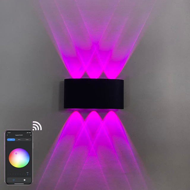 Moderna applique da parete impermeabile con illuminazione a conchiglia bianca nera 6 / 8W APP per la decorazione del giardino con illuminazione della stanza del prezzo di fabbrica
