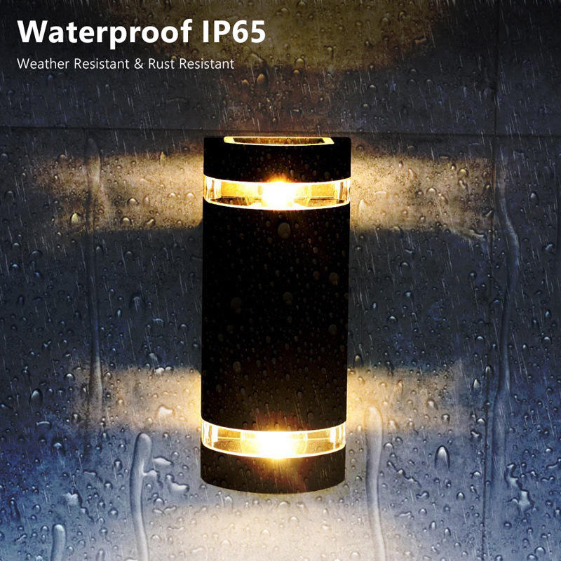 Applique da parete per esterni GU10 Lampade da parete da giardino a induzione con controllo della luce a LED Doppia testa su e giù Illuminazione Cortile Balcone Sconce