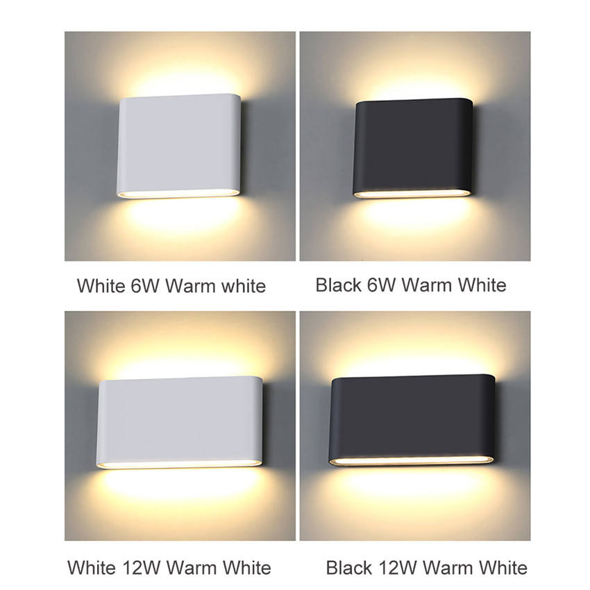 12W IP65 Illuminazione per esterni Lampada da parete moderna Lampada da parete a LED impermeabile per interni Soggiorno Applique da parete a led quadrata chiara