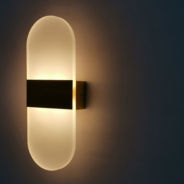Lampada da parete ovale da 6W Lampada da parete in acrilico Lampada da parete rettangolare Applique da parete a LED AC85-265V Luci rotonde in alluminio per interni Lampada da parete per soggiorno Camera da letto Illuminazione ristorante dell'hotel