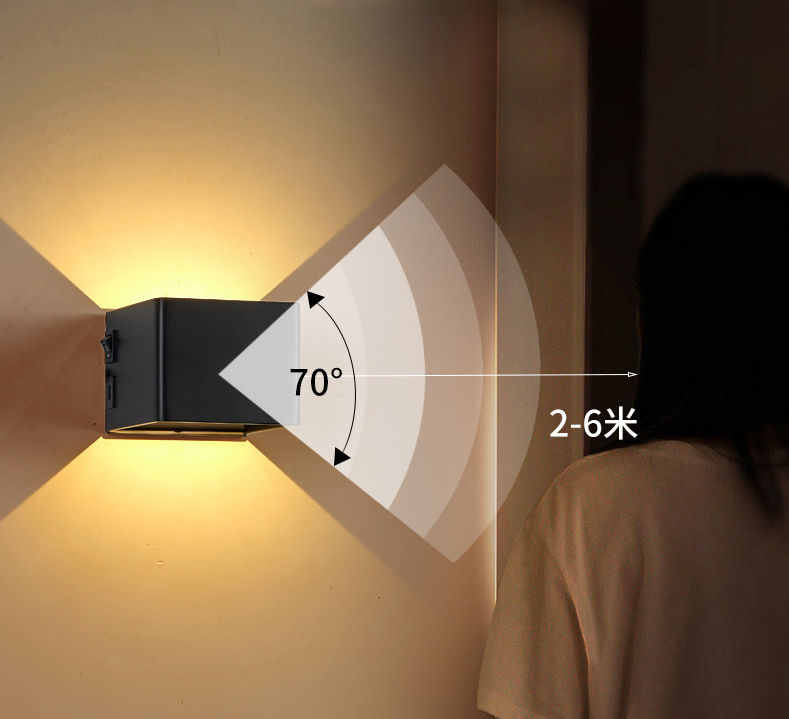 Applique da parete per interni Lampada da parete a led ricaricabile USB con sensore di movimento Illuminazione per interni Luci notturne del corridoio della camera da letto del soggiorno