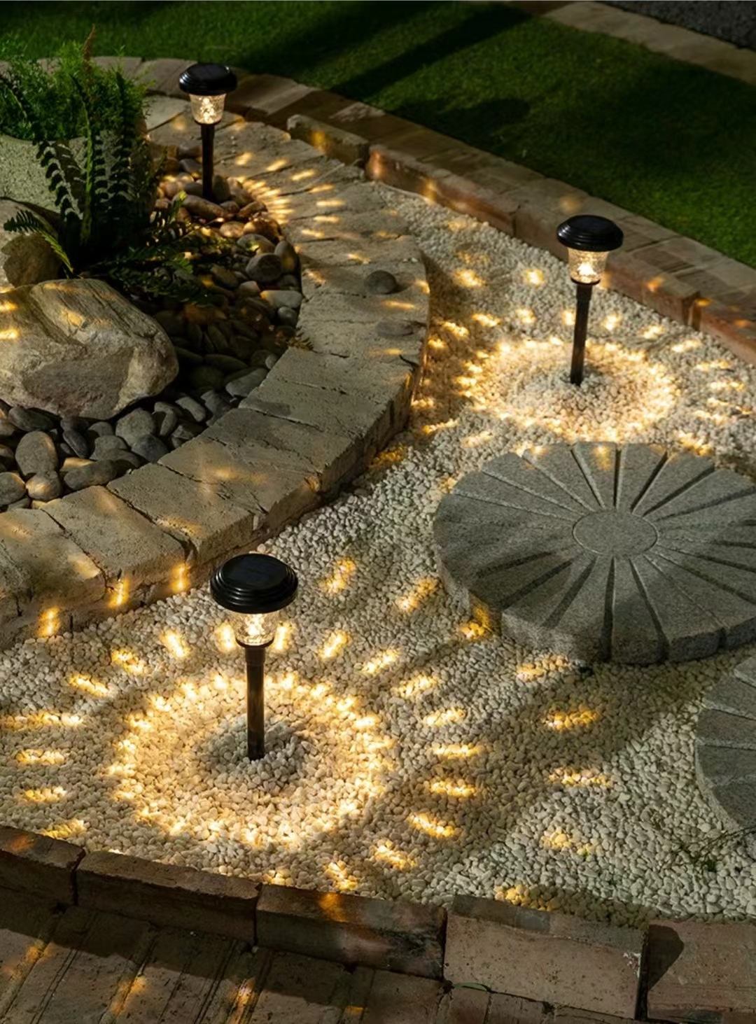 Lampada da prato solare in vetro luce giardino paesaggio decorazione inserita percorso lampada monocristallino polisilicio 600mah 1000MA batteria