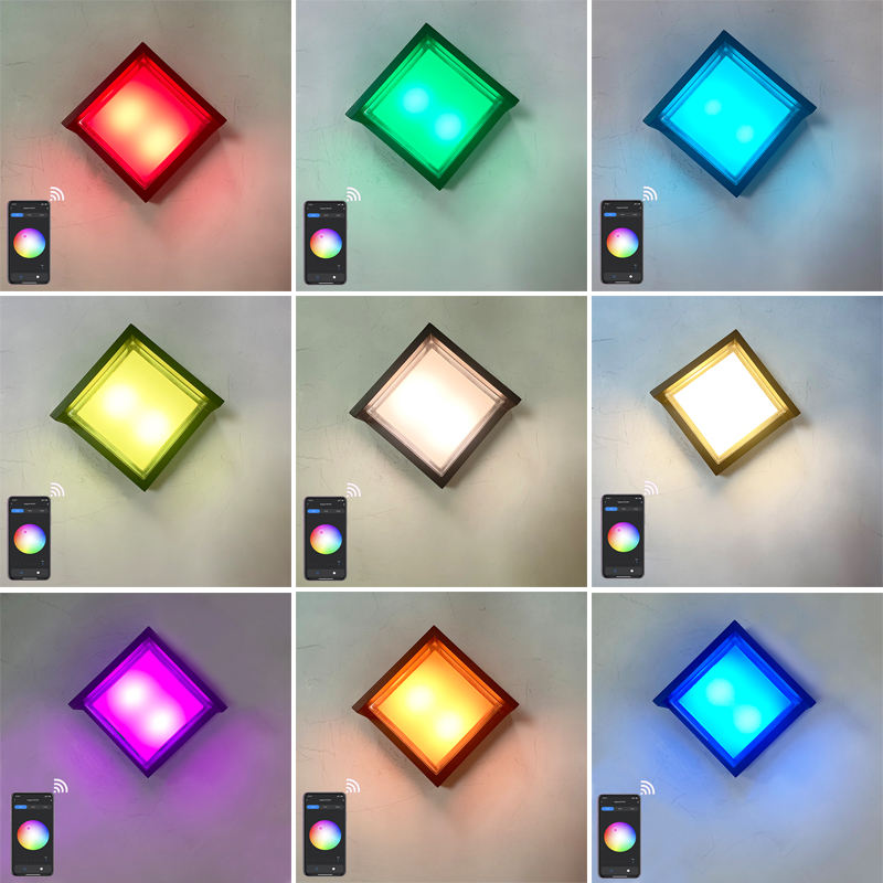 Stile minimalista Tuya Smart WiFi Lampada da parete a LED 10W RGBW Outdoor Indoor APP Applique da giardino impermeabile dimmerabile
