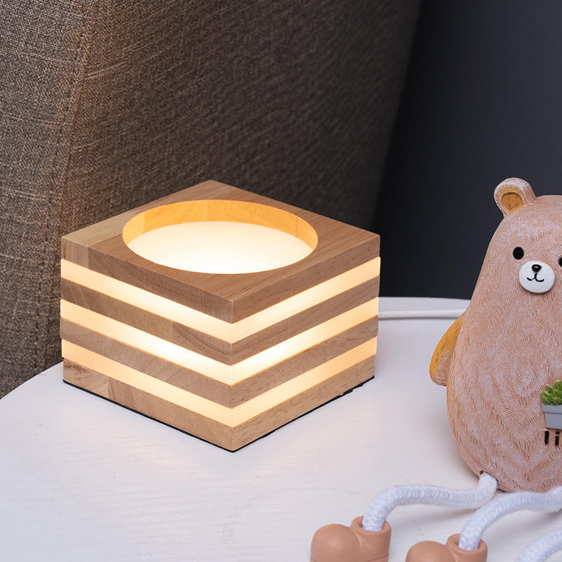 Lampada da tavolo a LED Moon Lampada da tavolo in legno Palla di lino dimmerabile Palla in rattan Paralume USB Camera da letto Comodino Lampada da notte Decorazioni per la casa