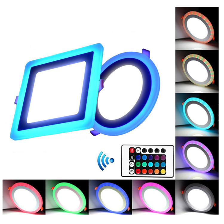 6W 9W 16W 24W led Pannello da incasso a soffitto Light Painel lampada decorazione della casa rotonda quadrata Led Panel Downlight blu + bianco