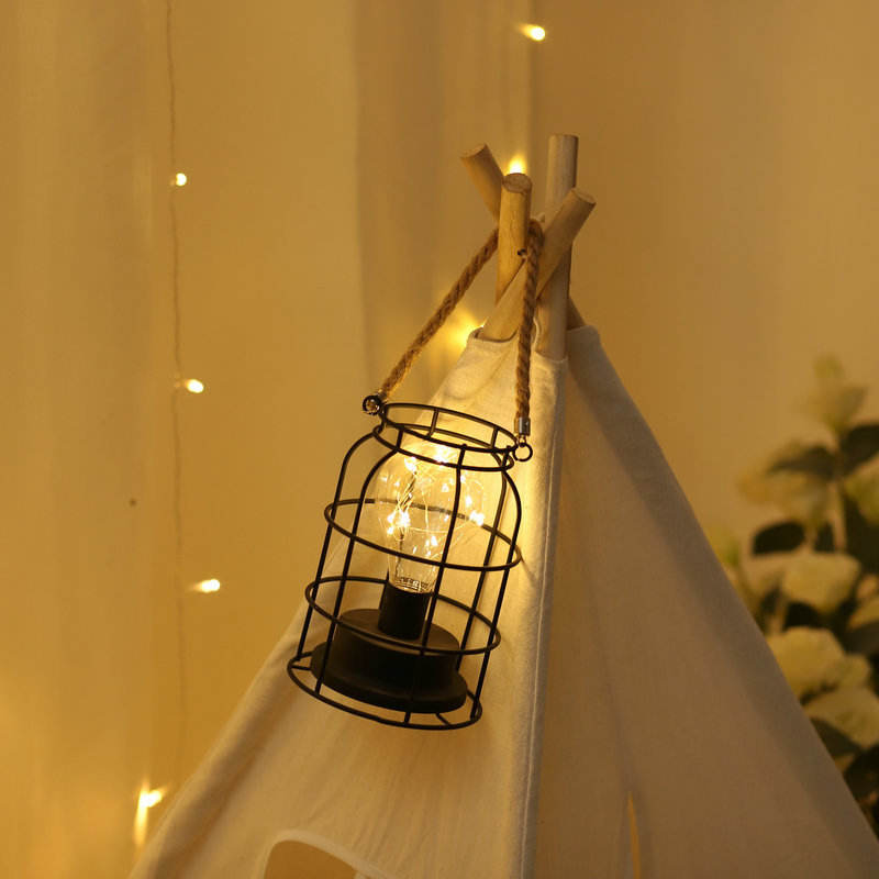 Lampade da tavolo in ferro retrò per soggiorno camera da letto Lampada da comodino a LED Lampada da letto Lampada da notte Luce per decorazioni natalizie