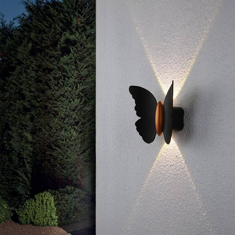 Lampada da parete per esterno a forma di farfalla 6w IP65 impermeabile per luce decorativa da giardino