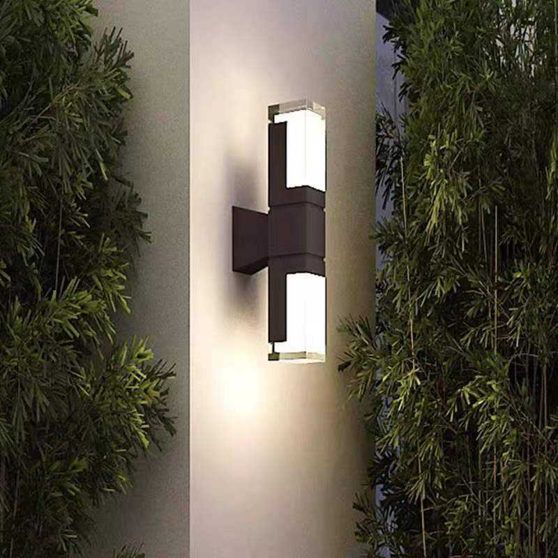 LED a doppia testa Sconce Light Square Outdoor Scale Corridoio Impermeabile Acrilico Creativo Applique da parete per esterni Cortile Balcone Sconce