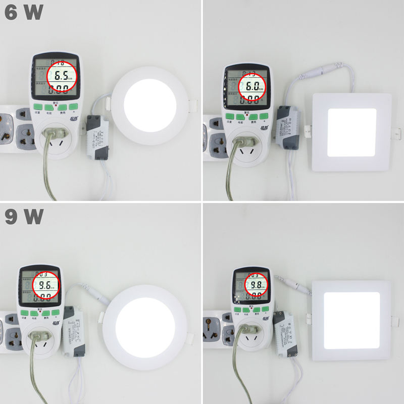 Faretto da incasso a pannello a LED ultra sottile vero pieno watt 3W 4W 6W 9W 12W 15W 18W 24W Faretto da incasso a soffitto a LED rotondo / quadrato