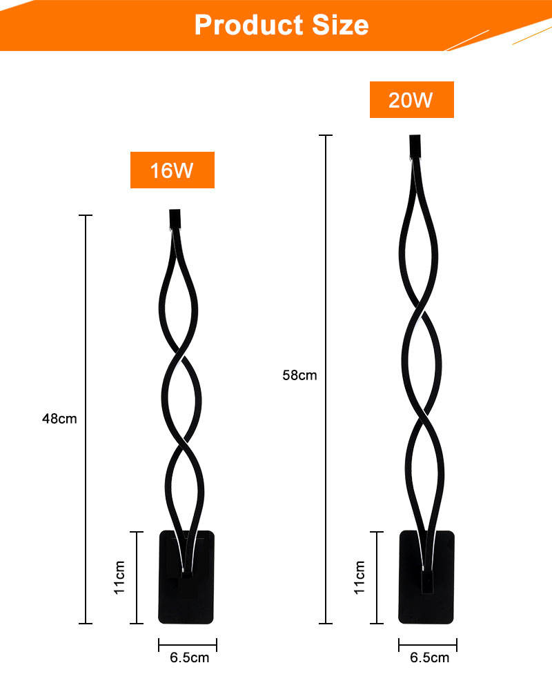 Applique da parete a LED da 16W per interni da casa 24W 2.4G applique da parete a regolazione continua con illuminazione della lampada del corridoio delle scale del telecomando