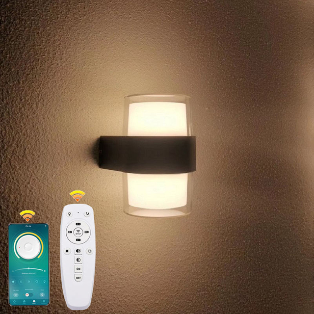 Lampada da parete 10 * 2W Lampada da parete a LED 2.4G a parete a tre temperature di colore con lampada da parete impermeabile in acrilico con telecomando