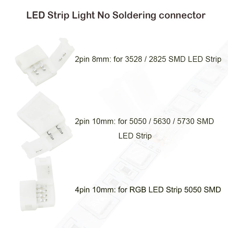 8mm2P/10mm 2P/10mm 4P Splitter Senza Saldatura Sinistra Rapida Senza Saldatura Connettore Angolo Adattatore 12 v 3528/5050 Striscia LED RGB