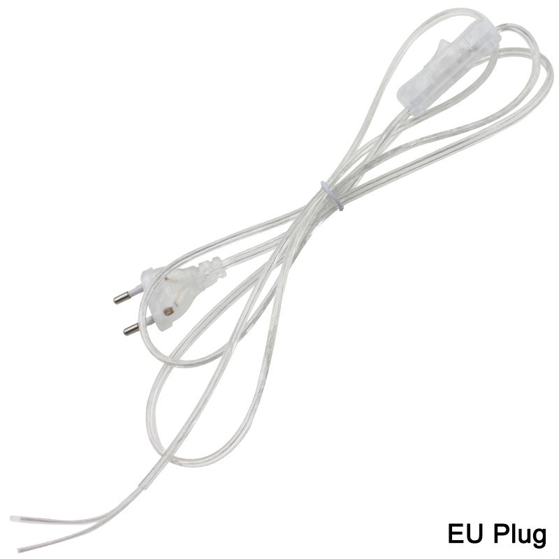 Cavo a 2 linee da 0,75 mm Cavo da 1,8 m On Off Cavo di alimentazione per lampada a LED con interruttore a pulsante Spina UE / USA Commutazione luce Prolunga cavo trasparente