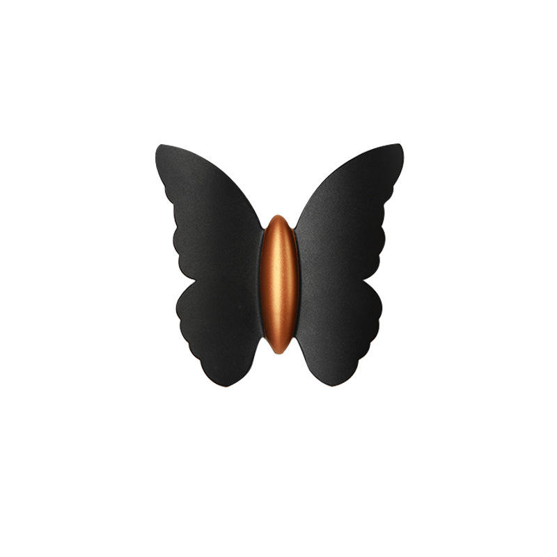Applique da parete a forma di farfalla 6W nero + oro su e giù luce esterna luminosa cortile giardino soggiorno corridoio scala sfondo lampada da parete a led impermeabile