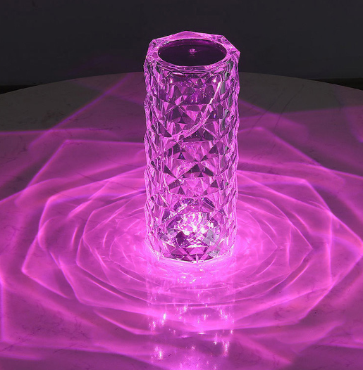 Telecomando Atmosphere Lampada in cristallo rosa Ricarica USB Soggiorno Camera da letto Piccola lampada da tavolo Nuova lampada da tavolo a LED per regalo di compleanno a 360 gradi