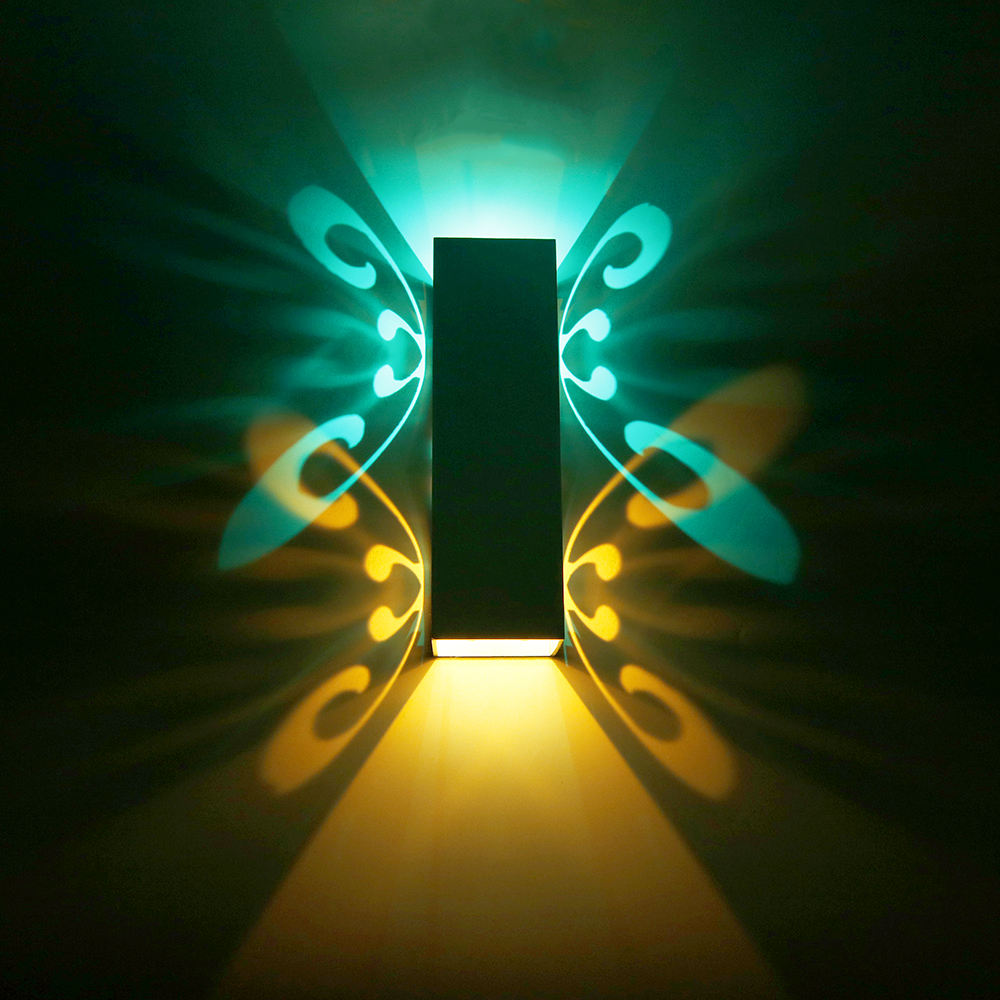 6W moderna applique da parete a LED Up Down Lighting Cube Sconce Lamp Fixture da parete per interni Butterfly Lighting Decoration