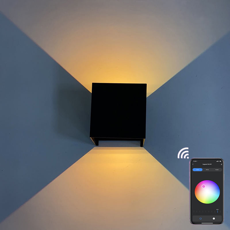 Camera da letto moderna per interni all'aperto Lettura su e giù Angolo regolabile Regolatore di luci a led App Lampada da parete Luci controllate da app