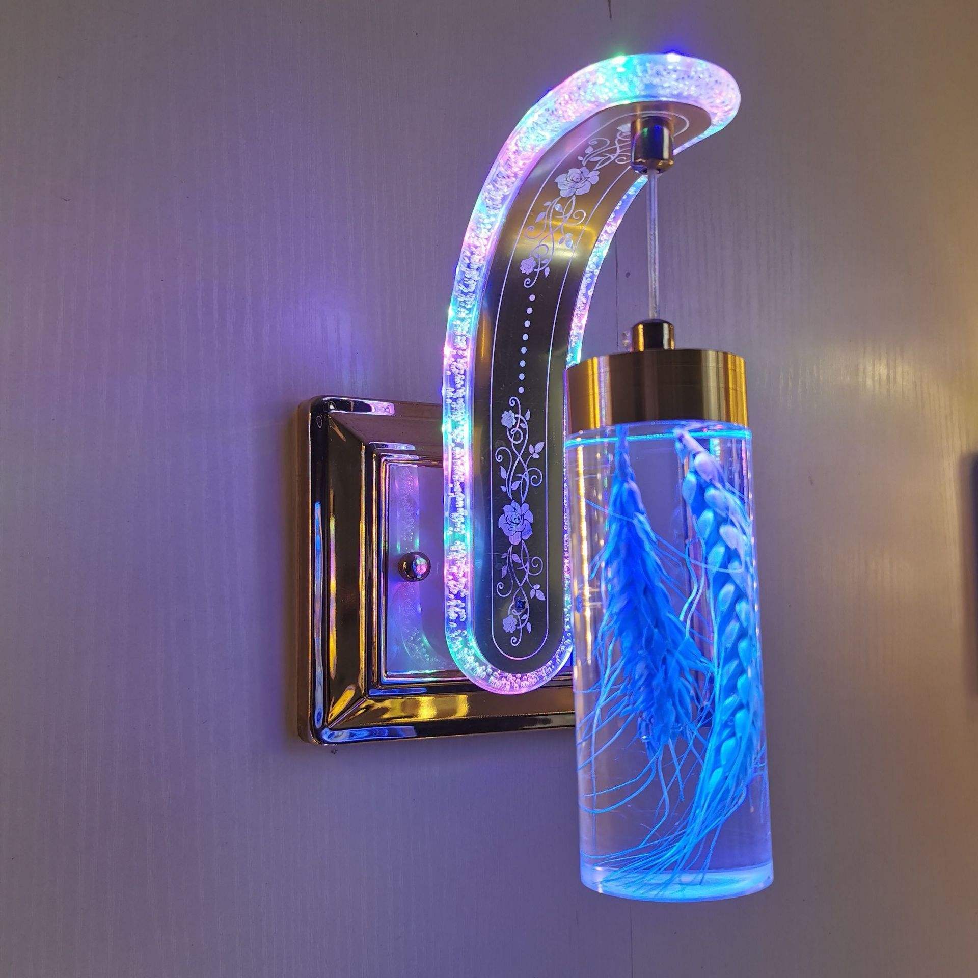 Nuova lampada da parete a led da comodino Camera da letto Hotel Lampade da bagno semplici Lampada da parete a led moderna creativa True Flower Ambra