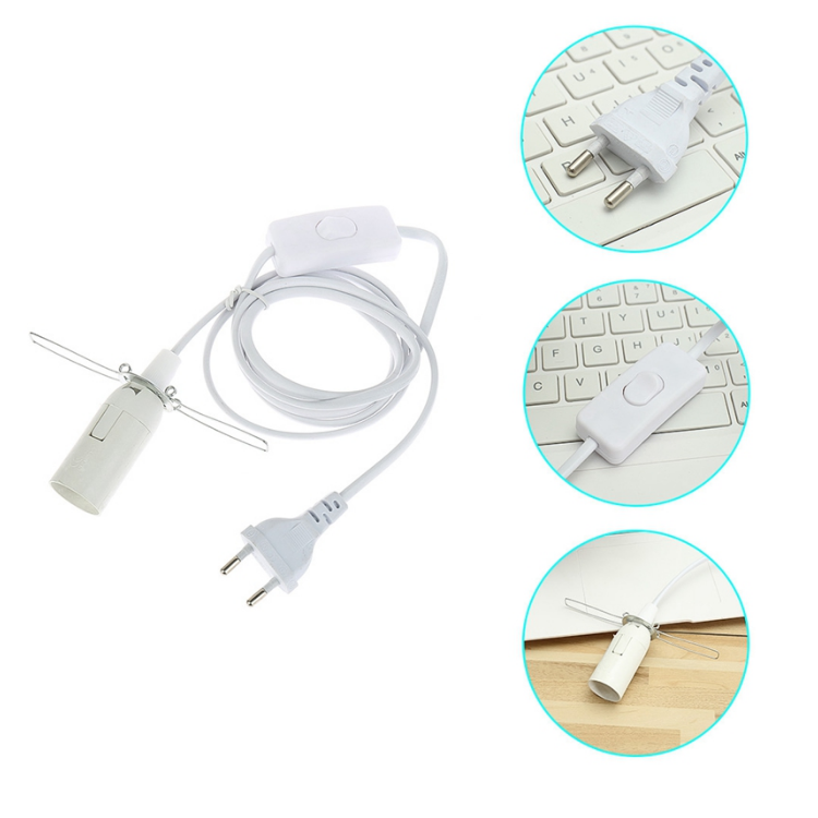 Cavo di alimentazione da 1,8 m Cavo E14 E27 Basi per lampade Spina UE con cavo interruttore per lampadina a sospensione LED E14 Supporto per presa a sospensione Hanglamp