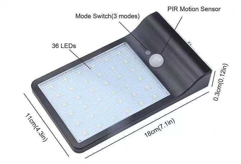 2023 Lampada solare a pannocchia a LED IP65 Lampada da parete con sensore per sport all'aria aperta Faretto da giardino impermeabile di alta qualità ed economico