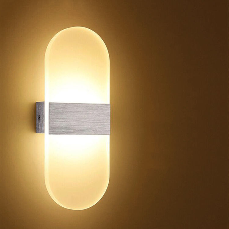 6W Led Light Sliver Lampada da parete in acrilico Illuminazione acrilica Lampada da parete rettangolare Lampada da parete in acrilico Lampada da notte popolare moderna Prezzo di fabbrica 