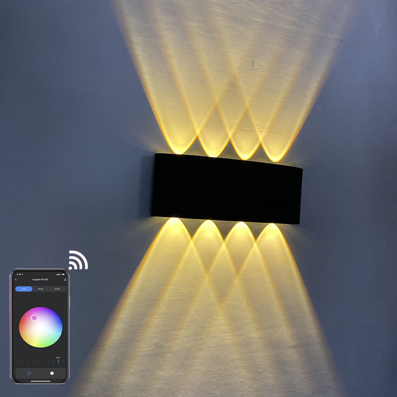 2022 Tuya APP Smart Home WiFi APP controllata 85-265V RGBW IP65 Lampada da giardino a Led impermeabile in alluminio Smart Led Outdoor Up And Down Wall Light