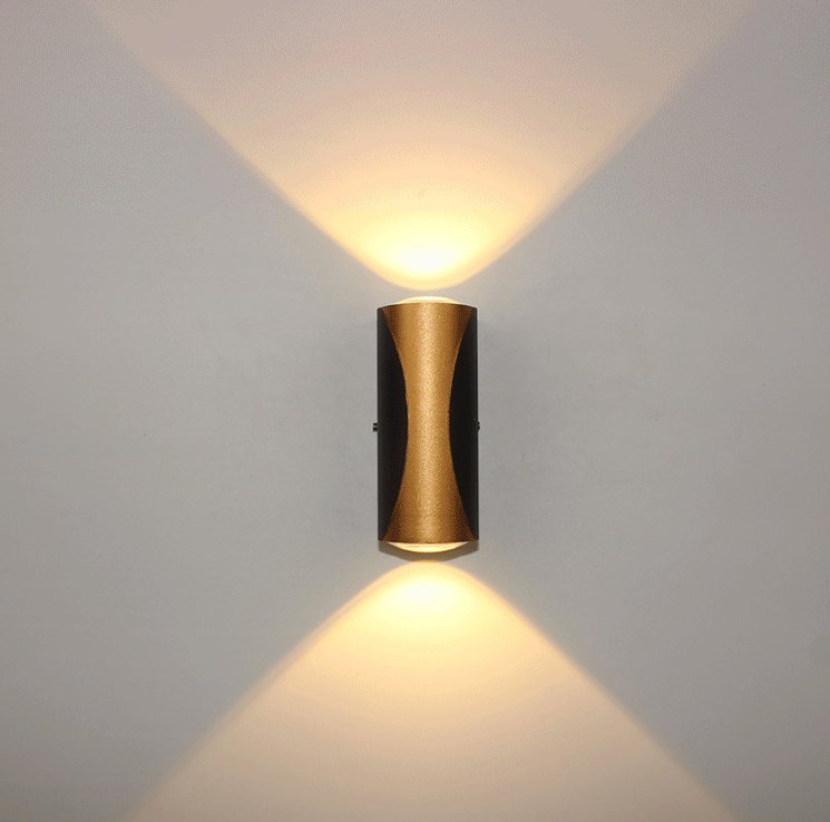 Applique a LED Impermeabile IP65 Lampada da parete da giardino in alluminio Oro Nero Luce bianca Applique da esterno per interni
