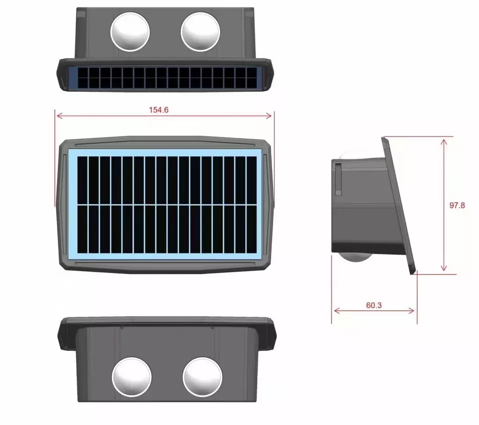 4W 6W Solar Led Light Outdoor Impermeabile Solar Hight Lights Applique da parete Lampada da parete intelligente Lampada da parete solare Lampada da esterno