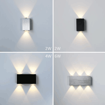 2W/4W/6W/10W/12W Led Applique da parete per esterni Illuminazione da parete a led Lampada da parete nera Decorazione per esterni Lampada da parete Superficie spazzolata Camera da letto Soggiorno Corridoio Corridoio Semplice