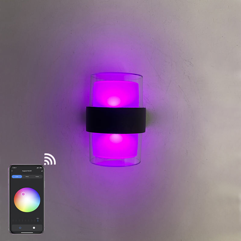 Tuya APP Smart light Applique da parete impermeabile in acrilico Lampada da parete decorativa alla moda colorata impermeabile IP65 rotonda