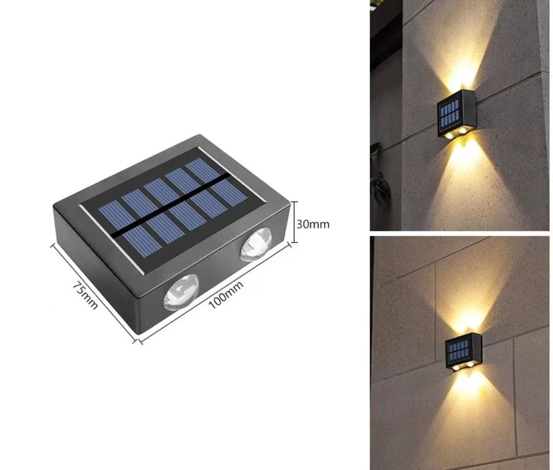 4LED su e giù applique da parete solare decorazione esterna giardino cortile applique da parete casa impermeabile luce solare giardino