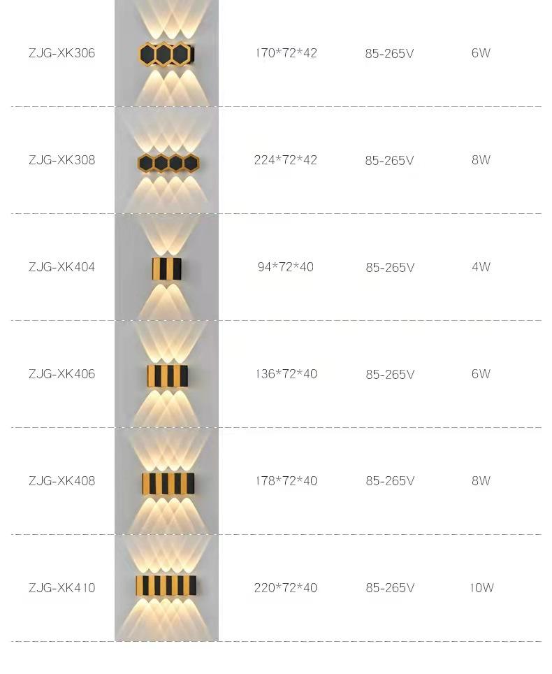 Lampada da parete Fashion Rectangle Gold Black Light Up And Down Corpo luminoso Lampada Stile di illuminazione Ufficio moderno Rohs Epistar Flusso di ingresso