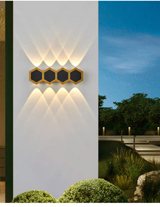 2W 3W 5W 6W 7W 8W Lampada da parete da giardino Lampade da parete Led a nido d'ape Oro nero Luce su e giù Corpo luminoso Lampada Stile di illuminazione Ufficio moderno