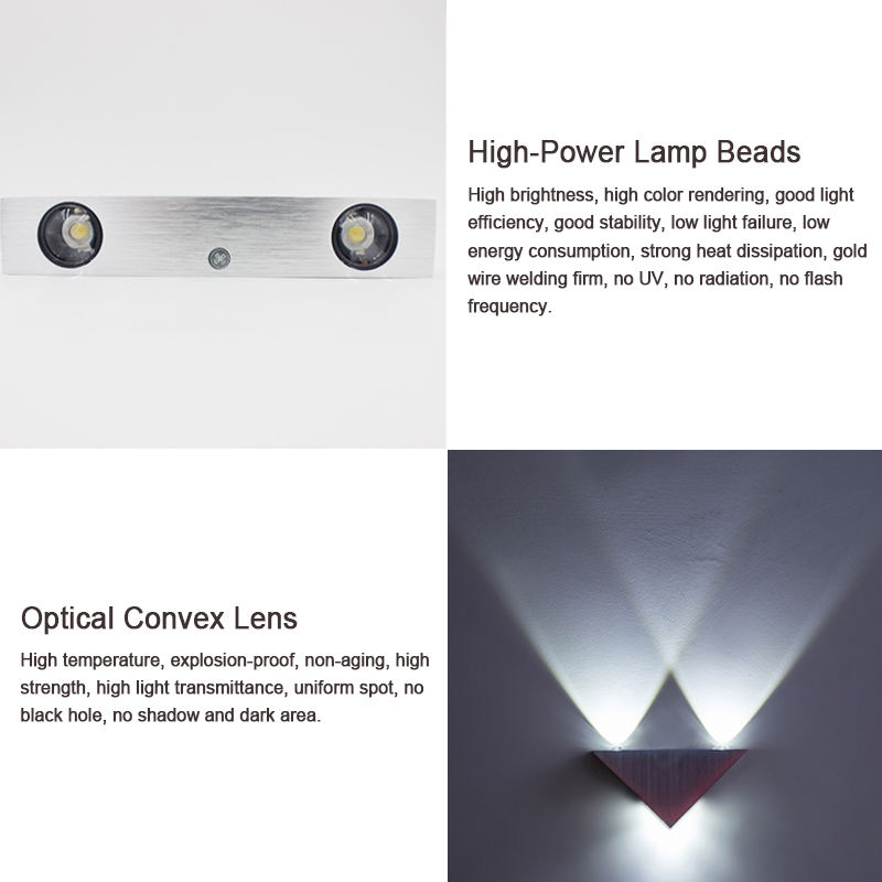 3W9W Moderna lampada da parete a LED a parete per interni a triangolo in alluminio per lampada da parete per la decorazione domestica