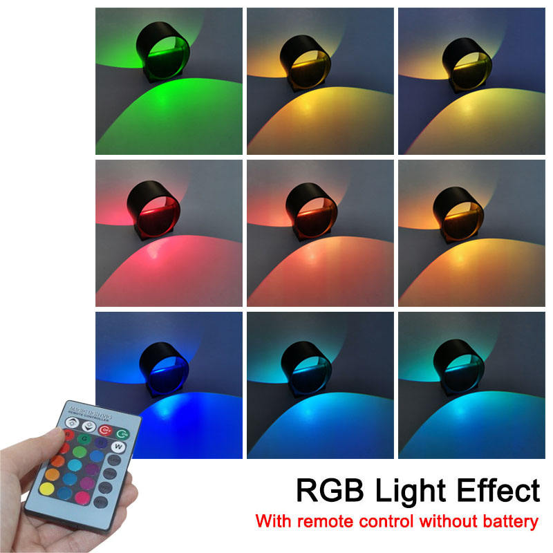 Lampada da parete ad anello circolare RGB da 5W per la decorazione di interni illumina le luci Lampada da parete a LED nera / bianca su e giù per la luce