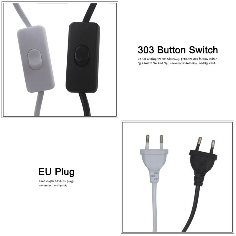 Spina AU EU US Cavo di alimentazione da 1,8 m Cavo portalampada E27 a denti pieni Base con cavo interruttore 303 per lampadina LED a sospensione