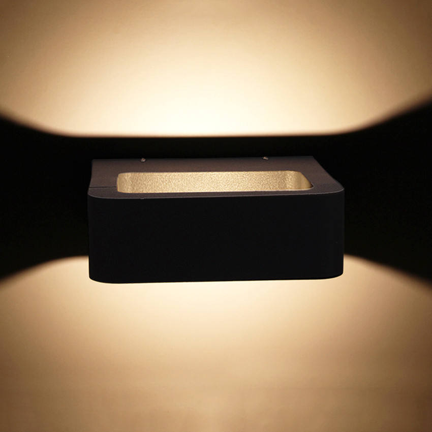 LED Portico Luce Impermeabile Esterna 6W 12W Lampada da parete in alluminio nero Giardino Cortile Corridoio Balcone Sconce Light AC110V / 220V