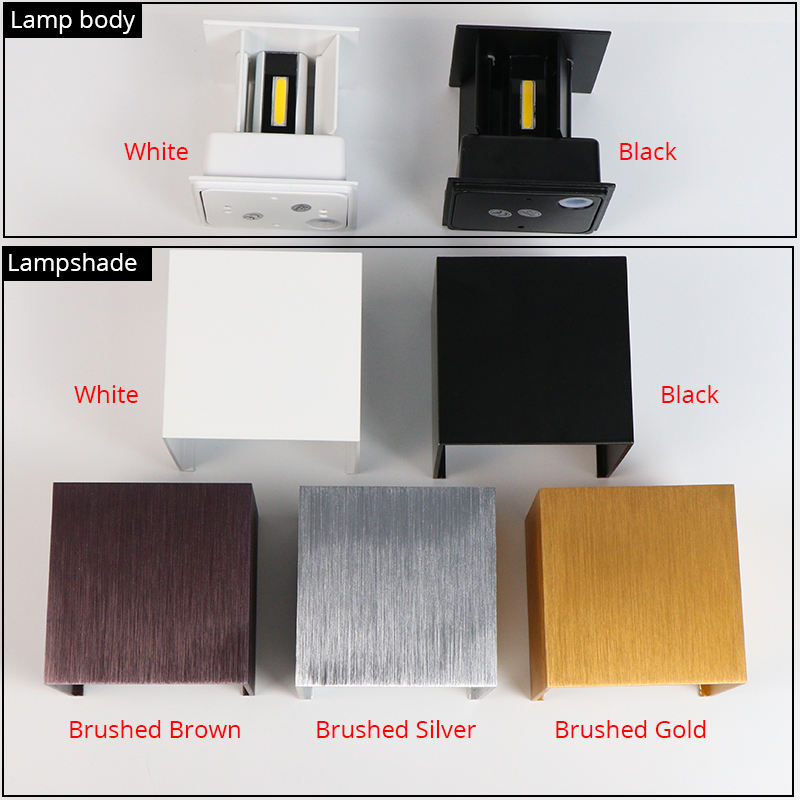 Lampada da parete con sensore di movimento per applique da esterno a led spazzolato da 12W Lampada da parete IP65 a cubo