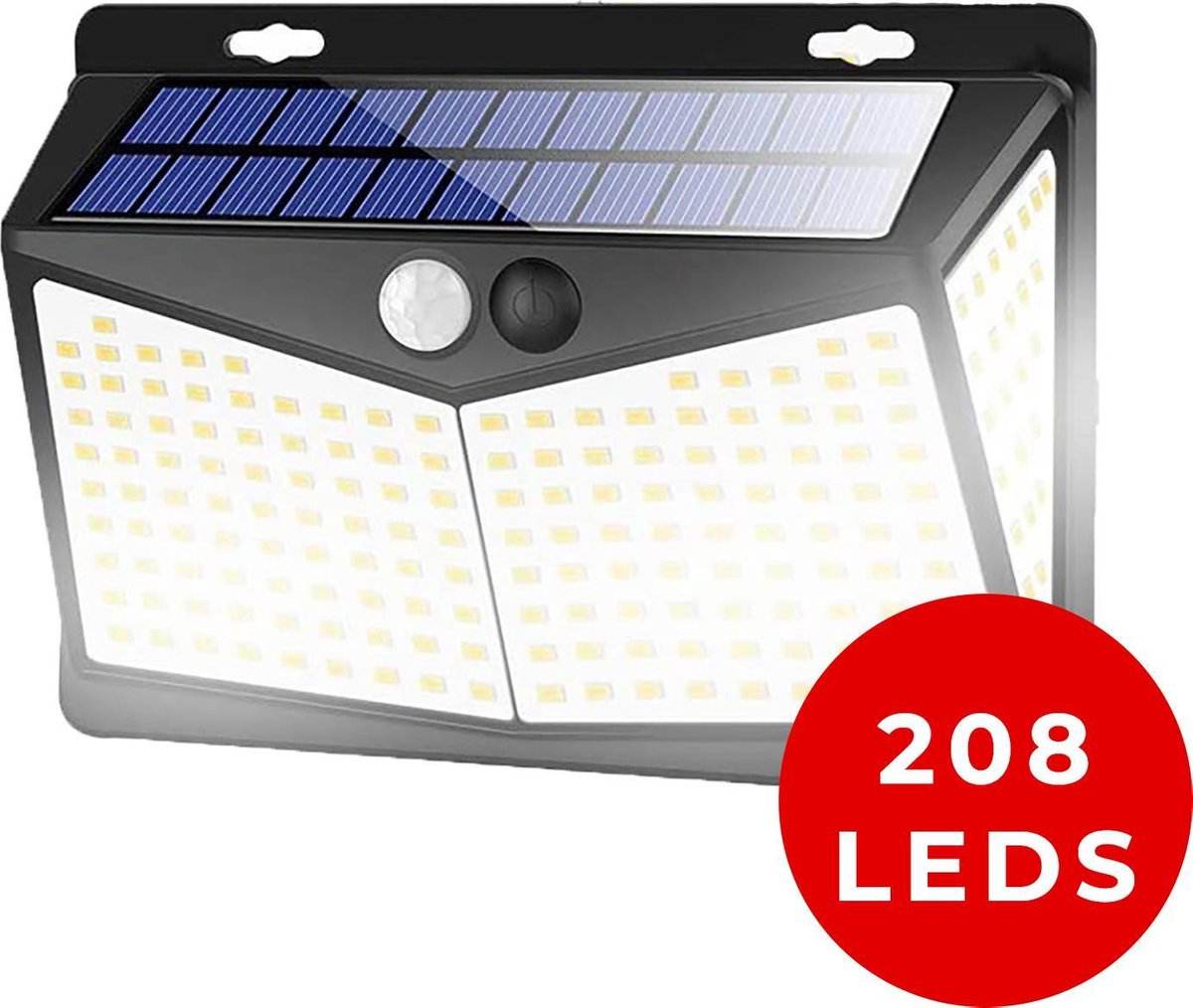 Lampada da esterno solare con sensore di movimento Lampada da parete solare 208 LED Illuminazione da giardino impermeabile con sensore per esterni