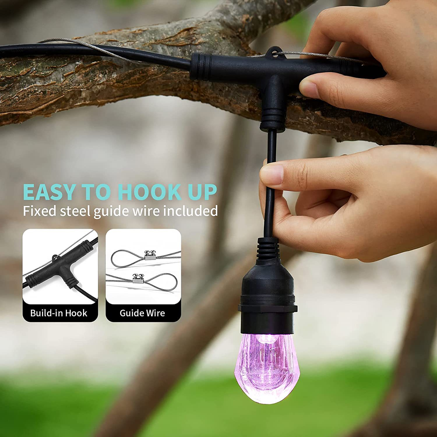 Luci a stringa solare a LED Decorazione natalizia Lampadina IP65 Lampada da patio impermeabile Ghirlanda per mobili da giardino all'aperto