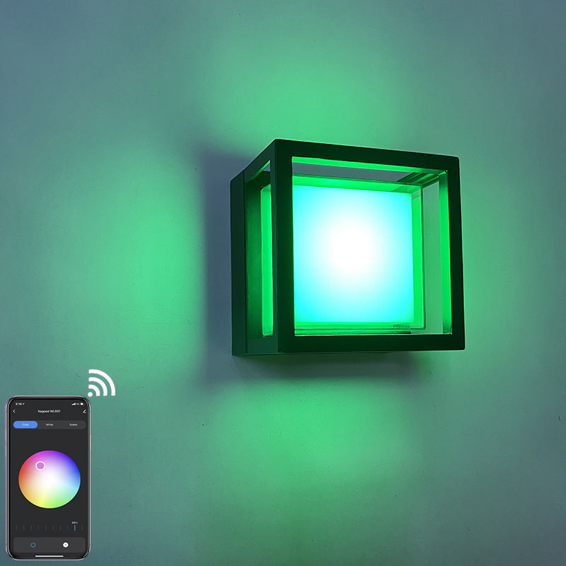 Smart IP65 luce esterna impermeabile APP Lampada da giardino in plastica controllata impermeabile moderna applique da parete a LED montata a parete