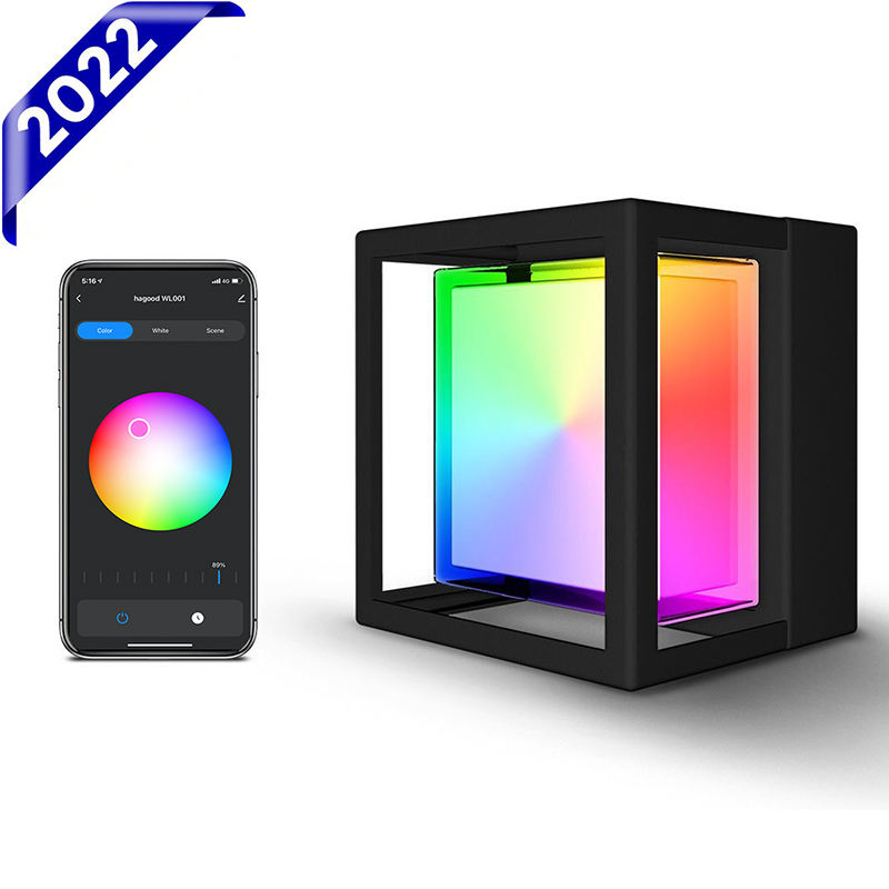 Smart IP65 luce esterna impermeabile APP Lampada da giardino in plastica controllata impermeabile moderna applique da parete a LED montata a parete