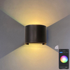 APP Control Smart Applique da parete a LED Lampada da parete regolabile rotonda Lampada da giardino per esterni IP65 Moderna applique da parete a LED da 9 W Su e giù Applique da parete a LED a parete Luci controllate da app