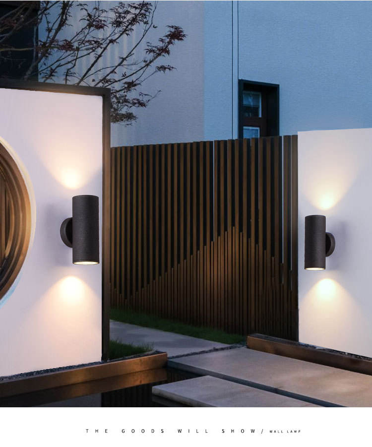 6W 12W COB Up Down Impermeabile IP65 Portico Lampada a doppia testa Cilindro esterno Apparecchio per balcone interno Lampada da parete a LED per applique da parete