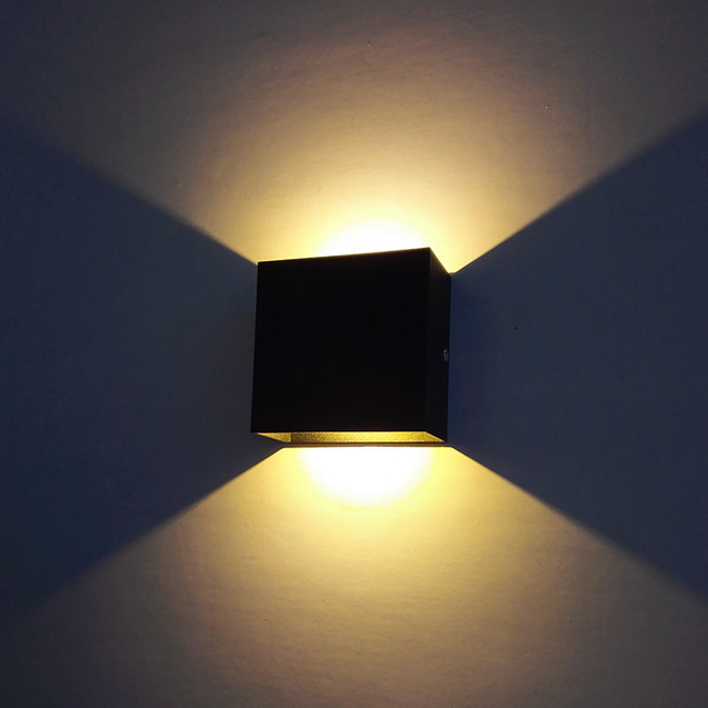 Cube CoB 6W LED Up Down Wall Sconce AC85-265V Camera da letto Comodino Cubo Applique da parete per interni Decorazione in alluminio Apparecchio di illuminazione