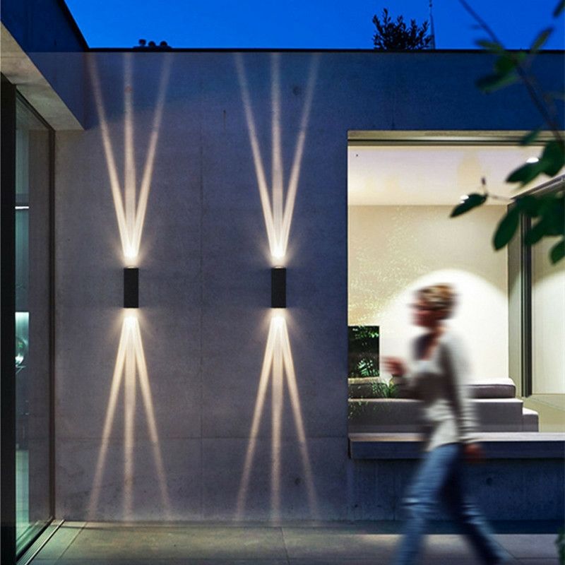 Lampada da parete a tre raggi a conchiglia nera da 6W IP65 applique da parete per esterni impermeabile Lampada da giardino Lampione stradale per la decorazione del giardino